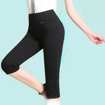 Vară stil de moda de culoare 3 carte de Fier ocupație femei de înaltă waish pantaloni S-6XL,5XL,4XL vițel-lungime Pantaloni codrin plus dimensiune