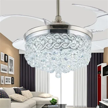 Ventilator de tavan 100-265V 42inch LED Crom Plafon de Cristal Lumina Camera de zi Pliere Ventilator de Tavan Control de la Distanță acasă Decorative Lampa