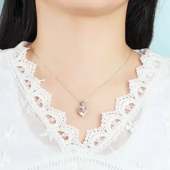 Veritabil 925 de Argint Sterlină Femei Coliere Pandantive Cu Forma de Inima cu Piatra Opal cele mai Bune Bijuterii Cadou pentru Mama Mama (Lam Hub Fong)