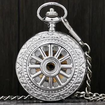 Vintage Argintiu/Negru Numărul Roman Mecanice Ceas de Buzunar Bărbați Femei Ceas Ore Transport Gratuit P871-2C