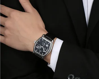 Vintage Men Bena Automată Rochie Ceasuri Elegante Britanic Vânt oameni de Afaceri Calendar ceas de mână din Piele Analog Relojes W026