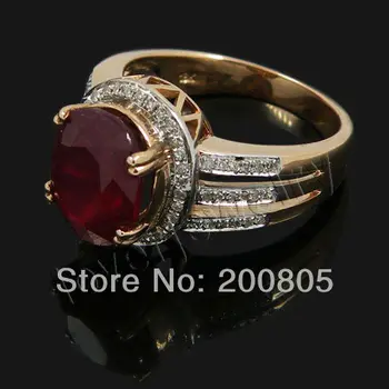 Vintage Oval Masiv 18Kt Aur roz 4.58 ct Diamante Naturale de Logodna Nunta Inel cu Rubin