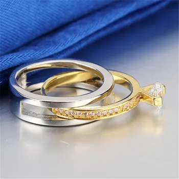 Visisap seturi de Mireasa Inele Pentru Femei cuplu inel verighete Aur galben de culoare moda Bijuterii de lux Bijoux Dropshipper VSR152