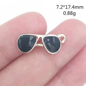 VRAC 30 de Zinc din Aliaj Negru Emailat Ochi Ochelari de soare, ochelari de soare Farmece Pandantive DIY Meșteșug a Face Bijuterii 17.4*7.2 mm 0.88 g