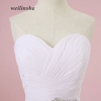 Weilinsha Romantice Strapless a-line Rochii de Mireasa Simple Pliuri Ieftine Sifon Dantela Sus În Stoc Vestido de Noiva
