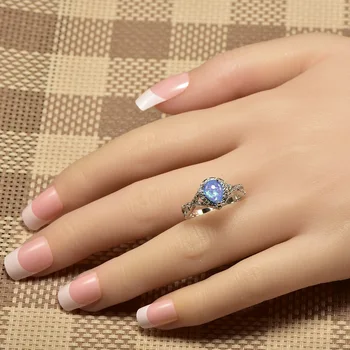 Weinuo Albastru Opal Alb Cristal Inel Argint 925 Calitate Superioară Bijuterii Fantezie Inel De Nunta Dimensiune 5 6 7 8 9 10 11 A310