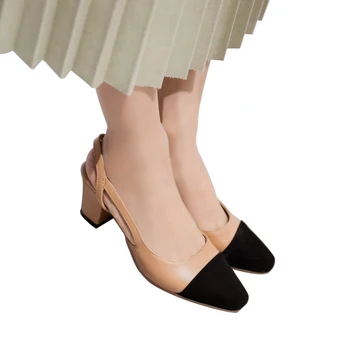 WETKISS 2018 Noua Moda Primavara-Vara Culori Amestecate Femei Sandale de Doamnelor deget de la picior Pătrat Med Tocuri Pantofi Femei Elegante Sandale Feminine