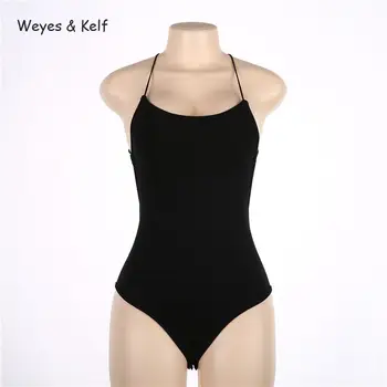 Weyes & Kelf Fierbinte Vara Din Bumbac Pentru Femei Sexy Body 2018 Sexy Bandaj Negru Body Femei Negru Cu Spatele Gol Organismele De Femei