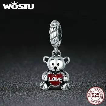 WOSTU Argint 925 Dragoste Îmbrățișare de Colectare Îmbrățișare de Urs Dragoste Pandantiv Inima Pentru a se Potrivi Design Original Farmecul Brățară pentru Femei BKC521