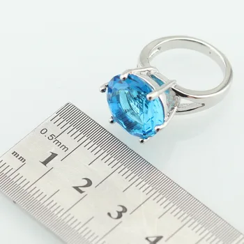 WPAITKYS la Modă Albastru Piatra Semi-pretioasa de Culoare de Argint Inel Pentru Femei Captivant Bijuterii de Cristal Dimensiune 6 7 8 9 10 Gratuit Cutie de Cadou