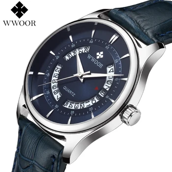 WWOOR 2018 Nou Brand de Ceasuri Bărbați Cuarț Ceas Sport Analog de Lux Safir Albastru din Oțel Inoxidabil pentru Bărbați Ceasuri de mana Ceas Relogio