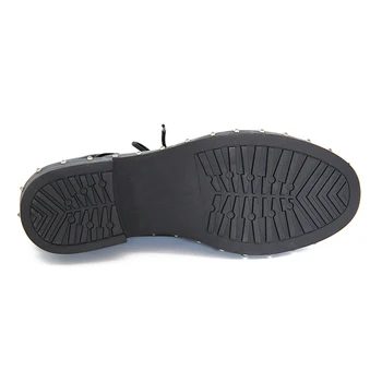XAXBXC 2018 Primavara Retro Pantofi Oxford din Piele Nit de Metal mic Deget de la picior Toc Dantelă-Up pentru Femei Pantofi Handmade Casual Pantofi de damă