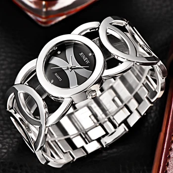 XINEW 6438 Femei Ceas de Aur de Lux Stras Brățară Moda Cuarț Ceasuri Relogio Feminino Dourado de Ouro Steel Montre Luxe
