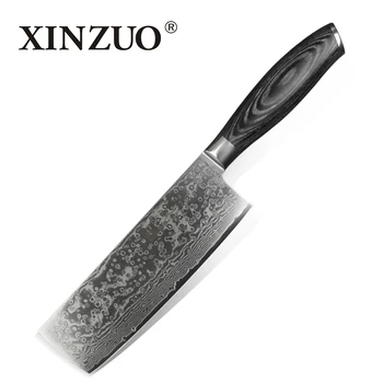 XINZUO 6.8 inch bucătărie nakiri cuțite 67 straturi Japoneză VG10 oțel Damasc cuțit bucătar-șef femeie feliere cuțit mâner din lemn pakka