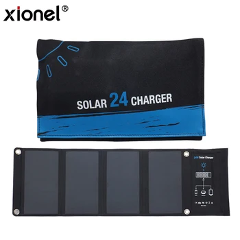 Xionel 24W Dual USB Încărcător Solar, PowerPort Solare cu Încărcare Rapidă Solare Geanta pentru iPhone pentru Samsung Telefon Mobil