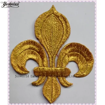 YACKALASI 20 Piese/Lot Floare de Lotus de Aur Appliqued Fleur de lis Fier pe Ornamente de 8,5-10 cm