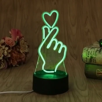 YAM USB Noutate 7 Culori Romantice Schimbarea Degetul Inima Lumina de Noapte LED 3D Birou Lampă de Masă Magie lumina de Noapte