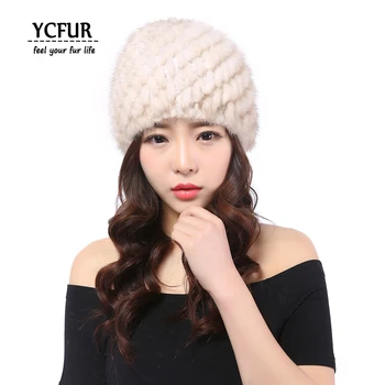 YCFUR Femei de Iarnă Pălării Calde Moale 4 culori Autentice de Nurcă Blană de sex Feminin Căciuli, Pălării Nurca Reale Capace Pentru Femei de Iarnă