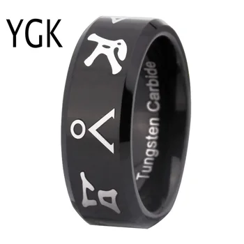 YGK Brand de Bijuterii de Vânzări la Cald 8MM Negru Lucios Conice Poarta de Design de Moda pentru Bărbați de Tungsten Inel de Nunta pentru Femei și Bărbați