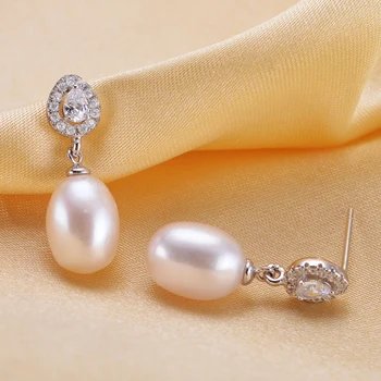 YIKALAISI 2017 Natural Pearl Set de Bijuterii de argint 925 seturi de bijuterii Cercei si Pandantiv Bijuterii din Perle pentru Femei