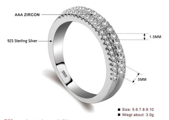 YINHED Trei Rânduri AAA Zircon CZ Diamant Inele de Nunta pentru Femei Solide de Argint 925 Inel de Logodna Bijuterii Cadou ZR355