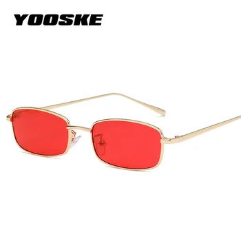 YOOSKE Mic Pătrat ochelari de Soare pentru Femei Barbati Rosu Retro Ochelari de Soare Transparent Clar Lentile de Ochelari Cadru Metalic Nuante de Ochelari