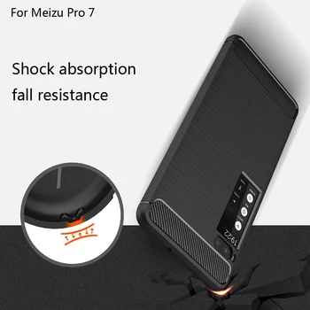 YSW Pentru Meizu Pro 7 / Pro 7, Plus Fibra de Carbon TPU Moale Periat Anti-knock Capacul din Spate Pentru Meizu Pro 7 Plus Caz