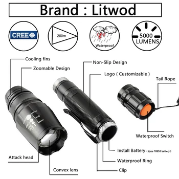 Z35 Lanterne LED-uri Lanterna 5000LM CREE XM-L2 cu zoom lanterna led-uri Pentru 2x18650 baterii din aluminiu pentru biciclete lanterna lumina tactice