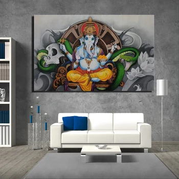 Zei Hinduse Acasă Imagini Decorative Cuadros Ganesha Zei Tablouri Canvas Pentru Perete Camera De Zi Nici Un Cadru Dumnezeu A Bogăției De Arta Canvas