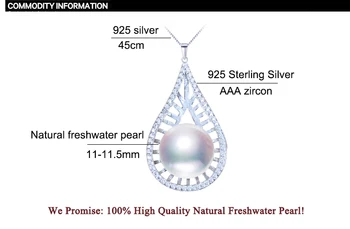 ZHBORUINI Pearl Colier de Perle Bijuterii Argint 925 Bijuterii Pentru Femei Naturale de apă Dulce Pearl Drop Pandantive en-Gros