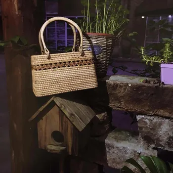 ZHIERNA 2017 Vara noi rattan sac pur manual Qiuteng coș peisaj exotic de rattan coș sac