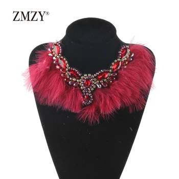 ZMZY Nou Design de Moda pentru Femei de Lux Declarație Geometrice Roșii Pene Colier Bijuterie Clain Lux Drop Colier de Brand