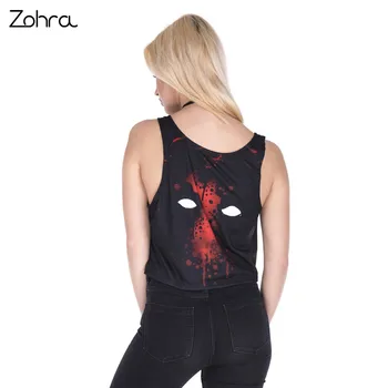Zohra De Design De Moda Femeie Tancuri Top Deadpool Imprimare Vesta Femei Casual De Fitness Scurt Culturilor Sus