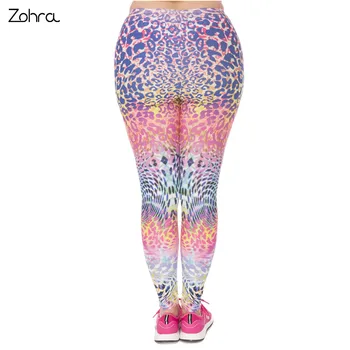 Zohra De Moda De Mare Dimensiune Jambiere De Culoare Leopard Imprimate Talie Mare Leggins Plus Dimensiune Pantaloni Stretch Pantaloni Pentru Femei Grăsuț