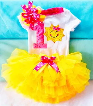 Îmbrăcăminte pentru copii Seturi de Nou-născut Sunshine Primul 1 Ziua Rochie de Haine pentru Sugari, costume Petrecere Tutu Balet Pufoase, Haine pentru Copii Pentru Fete