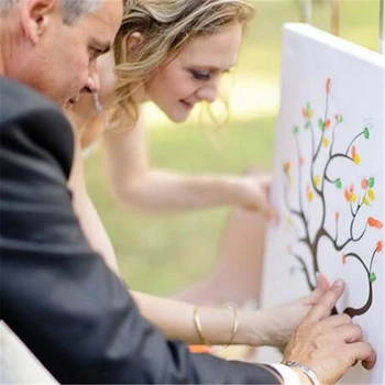 1 buc Personaliza Cuplu Pasăre de Nunta DIY Semnătura Oaspete Pictura de Carte Fingerprint Tree Decor Nunta Amprenta Copac