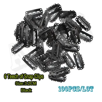 100buc Mare Peruca Clipuri 32mm U Clip Negru Snap Pentru Extensie de Păr Clip