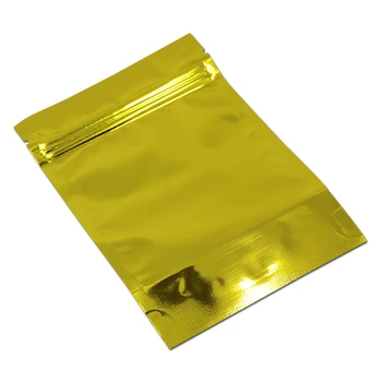 100buc/Mulțime de Aur de Blocare Zip Sigiliu de Căldură Doypack Folie de Aluminiu Ambalaj Punga Cu Fereastră transparentă de Plastic se Ridice de Aur Mylar Genti