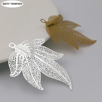 10buc Argint/Aur color 45x45mm Arțar frunze Flori Frunze Cupru Căzut Petale de Farmece Pandantiv Bijuterii DIY setări de Baze de Constatare