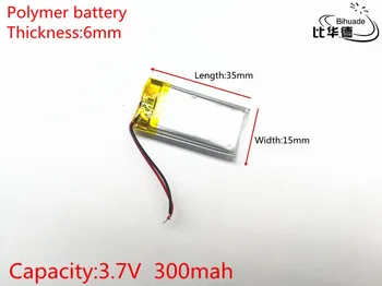 10buc/lot 601535 Reîncărcabilă Litiu Li-ion Polymer 3.7 V 300mAh Baterie Pentru Casca Bluetooth GPS,mp3,mp4