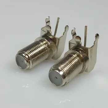 10buc/lot Feminin F Conector Unghi Drept PCB Montare CATV prin Cablu Jack Adaptor de Priza Metal Placat cu Nichel F Coaxial Adaptor