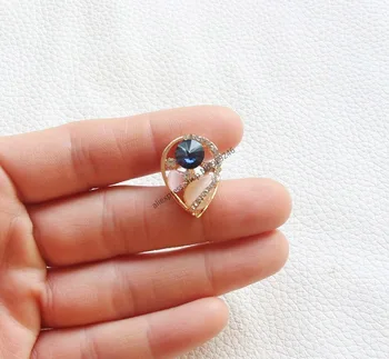 10buc/lot rotund floare pearl stras butonul tear-drop albastru de cristal decorative aur butonul libelula opal stras butoane