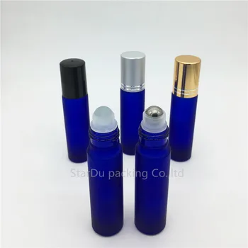 10ml albastru mat rola pe ulei esențial,sticla de parfum 10 ml albastru mat rollon sticle, pahar mic cu role recipient 12buc