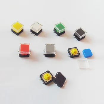 140pcs/lot 12*12*7.3 mm SMD Tactil Buton colorat cu Capac și Capac transparent Tact Switch-uri 12x12mm Colorate