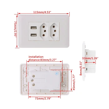 15A Perete Dublu Standard de Alimentare Adaptor de Priza Dual Porturi USB, Incarcator Panou de 5V 2.1 a L15