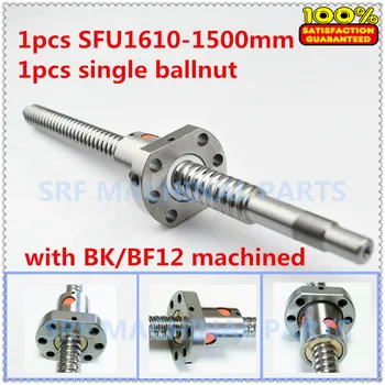 16mm 1buc Laminate Ballscrew 16mm diametru SFU1610 L=1500 +1buc SFU1610 piuliță cu bile cu BK/BF12 end prelucrate pentru CNC parte