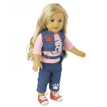 18 inch American Girl Doll casual sport pânză și vesta pantaloni seturi, 45cm păpușă de cârpă seturi pentru copii