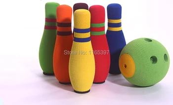 1setsoft spuma de cauciuc copii colorate bowling joaca set copii adolescenti PE pregătire fizică, sporturi de echipă, activitate de joc jucărie