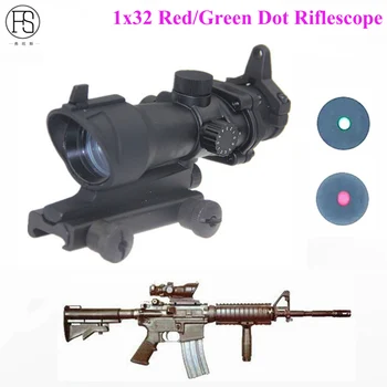 1X32 Rosu Verde Dot Sight domeniul de Aplicare Tactice Optica Vedere Vânătoare de Fotografiere Riflescope Airsoft Pusca de Vedere se Potrivesc Pentru 20mm Rail Mount