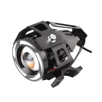 2 buc 12V 125W Motocicleta U7 LED Faruri Ceață de Lumină cu Unghi ochii și ochii Răi + 1 buc switch ca cadou